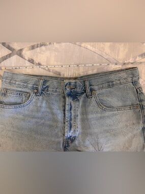 Zara Light Blue Studded Bootcut Jeans